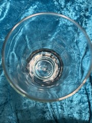 VTG MCM Blenko Double Ring Hand Blown 7″ Glass Tumbler – Crystal w Brown Rings