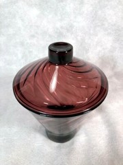 Vintage MOROCCAN Purple AMETHYST Colony CANDY Dish JAR w/ LID Optic SWIRL Glass