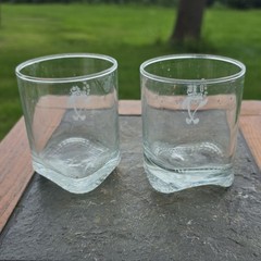 Clear Glass Tumbler Glasses Set of 2 Charlie Tuna Starkist Character Print
