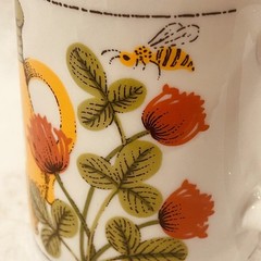 Vintage Clover Honey Mug Made in Japan Floral Bee Red Clover Flower Ceramic Cup