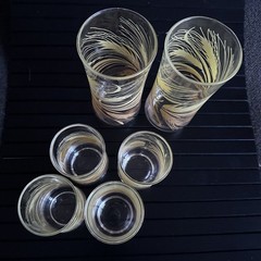 Libbey Golden Wheat Tumblers and Juice Glasses 2+4 Vintage Lovely MCM