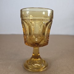 Vintage Indiana Glass Whitehall Amber Footed Goblet