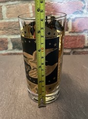 Vintage MCM Black And Gold American Eagle 2 Highball Glasses And 6 Tumblers