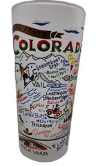 Colorado Souvenir Landmark Art Work 6.25″ Frosted Bar Drinking Glass Cat Studio
