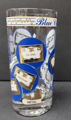 Blue Chip Stock Market Barware MCM Set 4 Rocks Glasses Georges Briard Style Rare