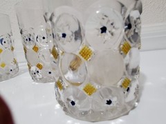 VINTAGE CUT CRYSTAL WHISKEY GLASSES DOUBLE OLD FASHIONED MOON & STARS SET OF 6