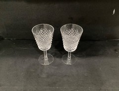 Waterford Crystal Alana Large Wine Water Glasses Ireland Set of 2 *