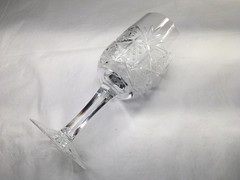 Vintage Cut Crystal Wine Glass 7-1/8″ Tall In Beautiful Condition, A Single.