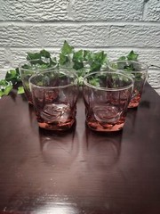 4 Libbey Imperial Plum Old Fashioned Glasses Set Drape Whiskey Rocks Tumbler