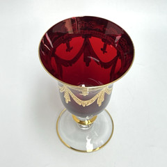 Arte Italica Medici Ruby Red Water Goblet 24k Gold Italy