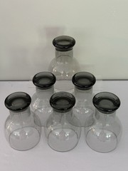 6 Vintage Federal Glass SUNDOWN Smoke Gray Pedestal Goblets, Retro Barware 1960s