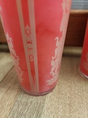4 (four) 1960 Culver Red and Gold Siam Thai Goddess Drinking Glasses 6 1/2” Tall