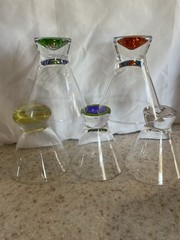 Dansk Spectra Martini Cosmo Glasses (4) Colored Bases & (1) Yellow Base martini