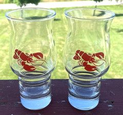 Red Lobster Collectible Hurricane Drinking Glass 6 3/4″ Tall, Set of 2