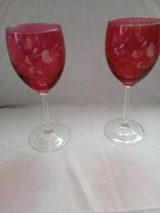 Rare Ruby Red Princess House Heritage 8″ Wine/Water Glasses- Set Of 2
