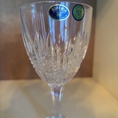 Vintage Bohemia 24% Lead Crystal Wine Glasses Set of 2 Czech Cut Glass
