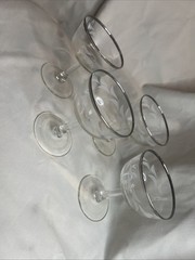 Luminarc France Silver Rim Laurel Leaf Etched Sherbet Champagne Glasses