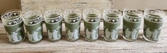 Vtg Jeanette Wedgewood Grecian Green Glasses 5 In Ht. 8 Oz Set 8