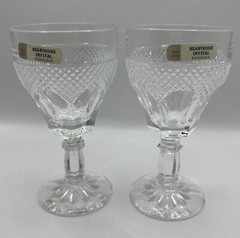 SET of 2 HEARTHSIDE 24% LEAD CRYSTAL WINE GOBLETS YUGOSLAVIA