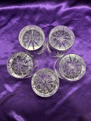 Set of 5 Kusak Cut Glass Works Berlin Pinwheel Crystal Low Ball/Whiskey Glasses