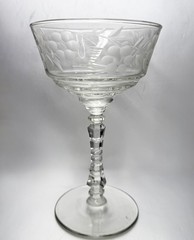 (Set 3) Libbey ROCK SHARPE Halifax Etched Floral Champagne/Tall Sherbet Glasses