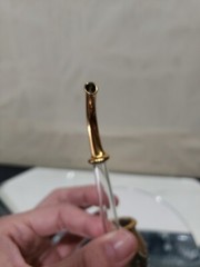 Rare Cordial Glass Smoking Pipe form straw 6″ Venetian Murano gold enamel floral