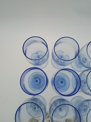 RARE 9 – 1960 Libbey Misty Blue Swirl Sapphire Design Wine Glass Goblets | 7 1/8