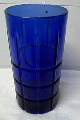 Anchor Hocking Tartan Plaid Cobalt Blue 5 3/8 in Tumblers NOT ICED TEA SIZE RARE