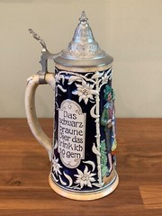 Vintage German Beer Stein Ceramic Lidded 0.5 Liter