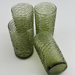 Anchor Hocking Soreno Avocado Highball Glasses Set of 4 Vintage MCM