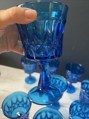 Set of 10 Vintage Noritake Perspective Cobalt Blue Water Wine Goblets 6 1/2 Inch