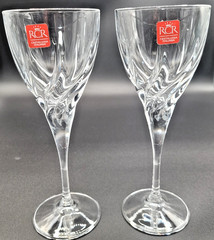RCR Da Vinci Pistoia Crystal 2 Water Glasses/Wine Goblets 8.25″H NWT Italy