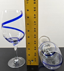 (2) Pier 1 Swirline Cobalt Water Goblets Set Elegant Blue Swirl Stemware Bar Lot