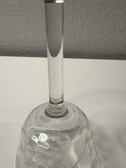 Clear Glass Stemmed Wine Goblet, Etched Floral Pattern Drinking Glass