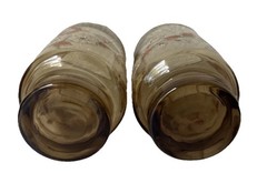 (2) Vintage Libbey Butterflies Floral Smokey Tawny Brown Glass 4-3/ 4” Tumblers
