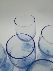 RARE 9 – 1960 Libbey Misty Blue Swirl Sapphire Design Wine Glass Goblets | 7 1/8