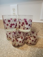 6X Lowball Whiskey GLASSES FISH SCALE GILDED GOLD OUTLINE