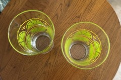 Vintage Libbey Lime and Lemon MCM Glasses 5.5 Inches Tall, Set Of 2