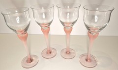 *set of 4* 8 3/8″ Mikasa sea mist coral frosted stem goblet/wineglass
