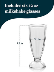 Fountain Shoppe Milkshake Glasses Set of 6 – Classic Old Fashioned
