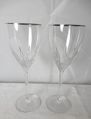 Lenox Firelight Crystal Water Goblets Panel Cut Set of 2 8 5/8″