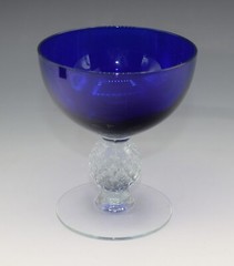 ART DECO MORGANTOWN GLASS RITZ BLUE COBALT BLUE SHERBET CHAMPAGNE 4″