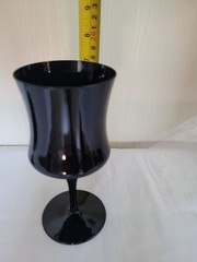 Pair of 2 Black Amethyst Goblets Wine Glasses 7.5 Inch Excellent Condition