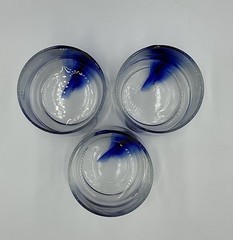 Libbey Blue Ribbon Impressions Double Old Fashion Tumblers Set of 3