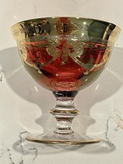 Ruby and Gold Cristallerie Italiane Goblet/Sherbet Compote Serving Dessert Dish