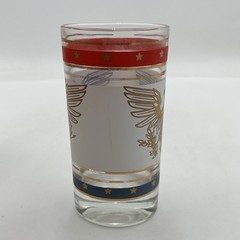 4 VTG Barware Red White Blue Gold Eagle Tom Collins Highball Glass +Shot Glasses