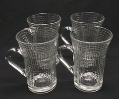 Irish Coffee Mug Cup Textured Glass Set Of 4 Vintage Mid Century Barware