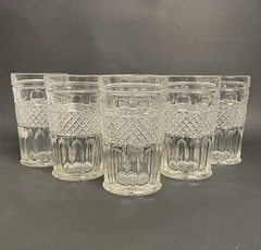 6 ct Vintage Imperial Glass Ohio Tradition Clear Flat Tumblers 5” Glasses 11 oz