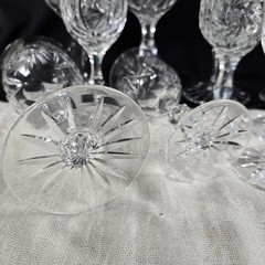 Set of 10 American Cut Crystal Eleanor Pattern Blown Glasses 4-(5.75″), 6-(7″)H
