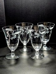 4 Weston Vintage Flower Ice Tea Glasses 5.5″ romantic floral elegant stemware